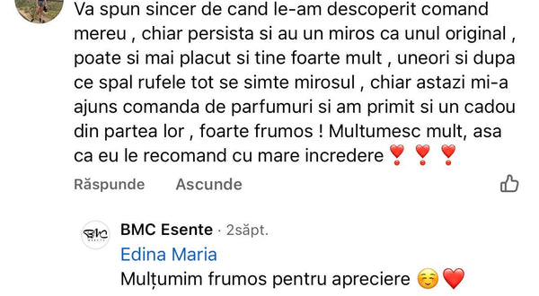 Recenzie client BMC Esențe